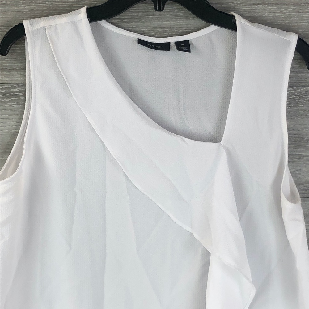 Halogen White Ruffle Front Top - Picture 2 of 6